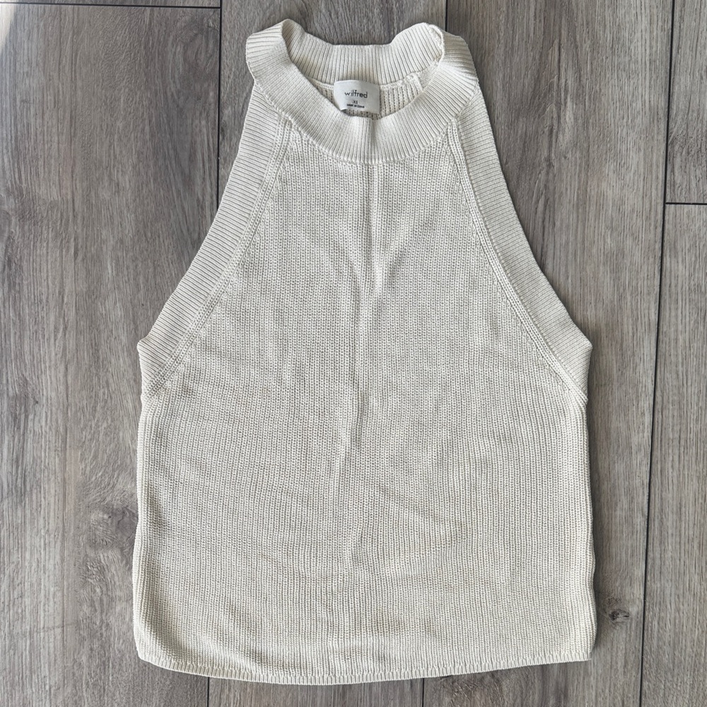 Aritzia Wilfred Knit Halter Tank | Cream |‎ Size XS